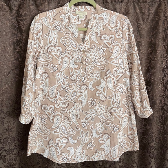 Summer Top 3/4 Sleeve Cool Lightweight 100% Cotton Appleseeds Size Small NWOT - Picture 1 of 6